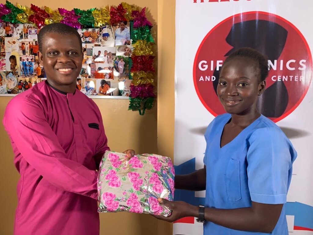 Congratulatory prize for staff diligence picture  - monthly and annual program